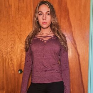 Lace up Front Long Sleeve Shirt